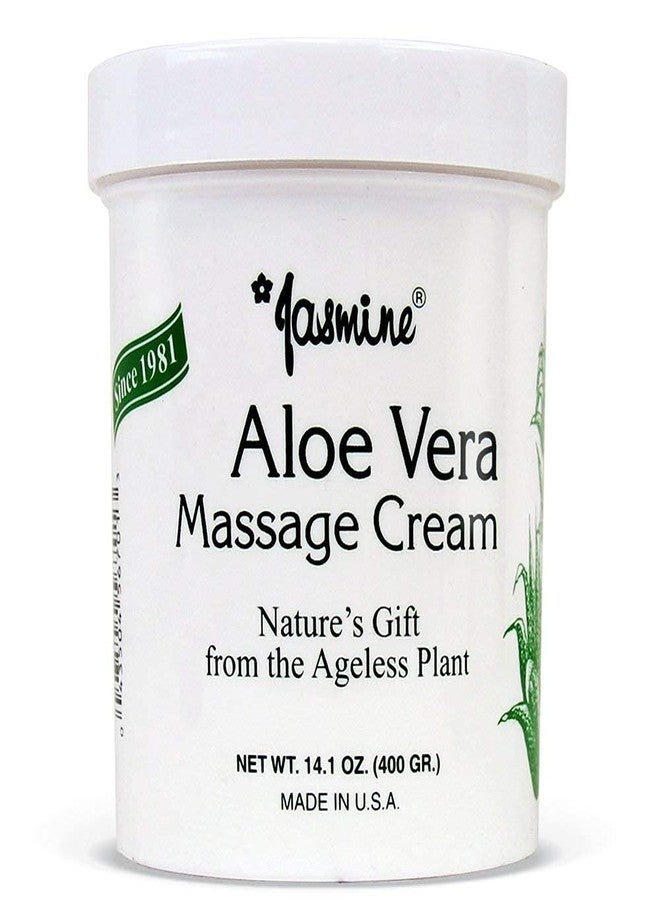 Jasmine Aloe Vera Massage Cream. Keep Your Face and Body Fresh and Soft with Anti-Aging Therapy Cream. Have Deeply Moisturized and Nutrition on Your Skin. Organic Aloe Vera Extract. [400 g / 14.1 Oz] - Image 1