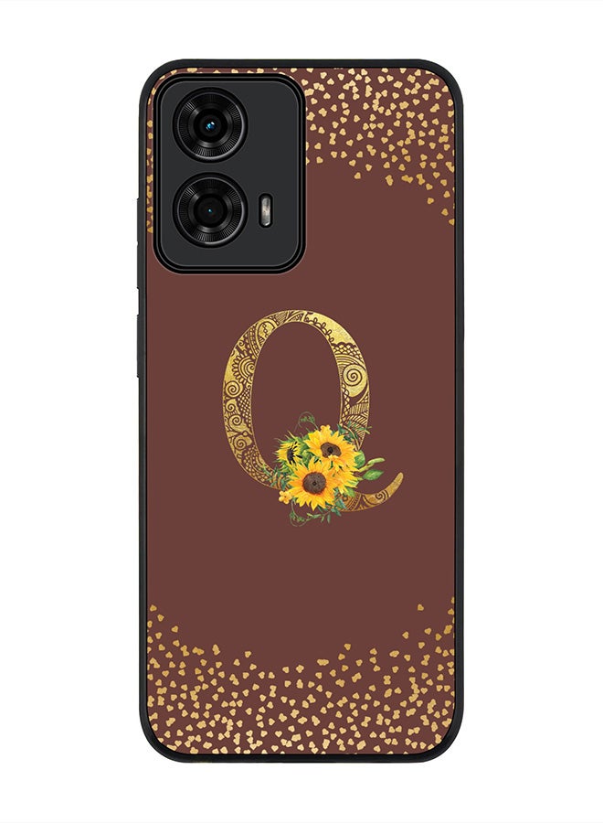 Stylizedd For Motorola Moto G04 / G04s Case,Slim fit Camera Protection, Shockproof Thin Phone cover - Custom Floral Monogram - Q (Brown ) - Image 1