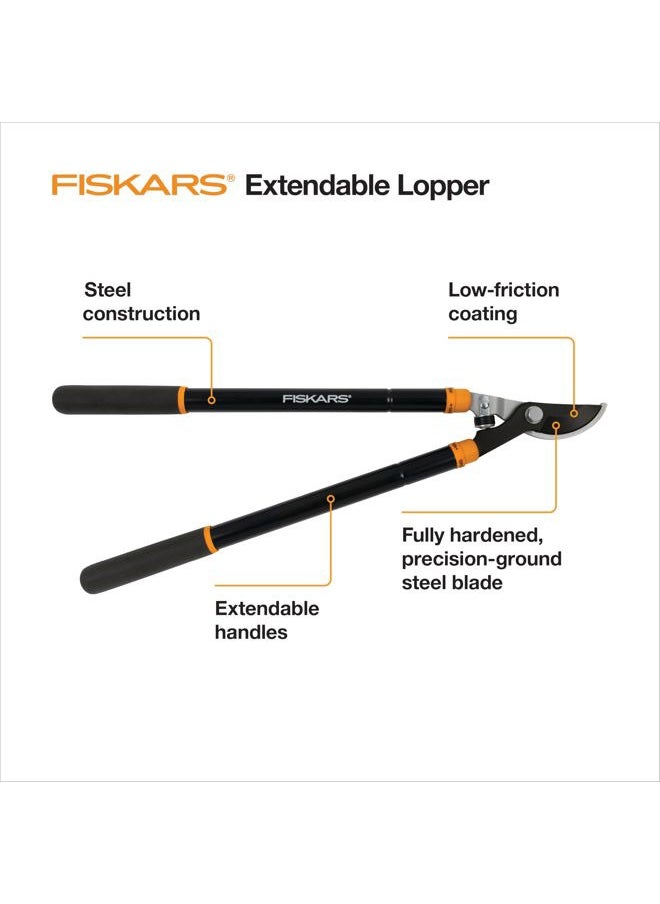 Loppers for Tree Trimming, Heavy Duty, with Extendable Handle (24.5"-37" Range), Sharp Bypass Steel Blade Tree Branch Cutter up to 1.5-Inch Diameter Cut Capacity