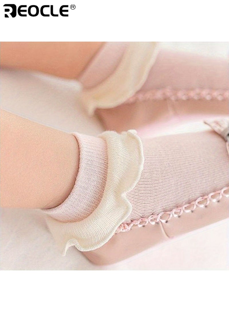 ريوكل زوجان من أحذية أطفال ناعمة غير قابلة للانزلاق مع فيونكة نعال غير سامة للأطفال راحة حذاء أطفال جوارب أرضية طوال الموسم للأولاد والبنات - Image 3