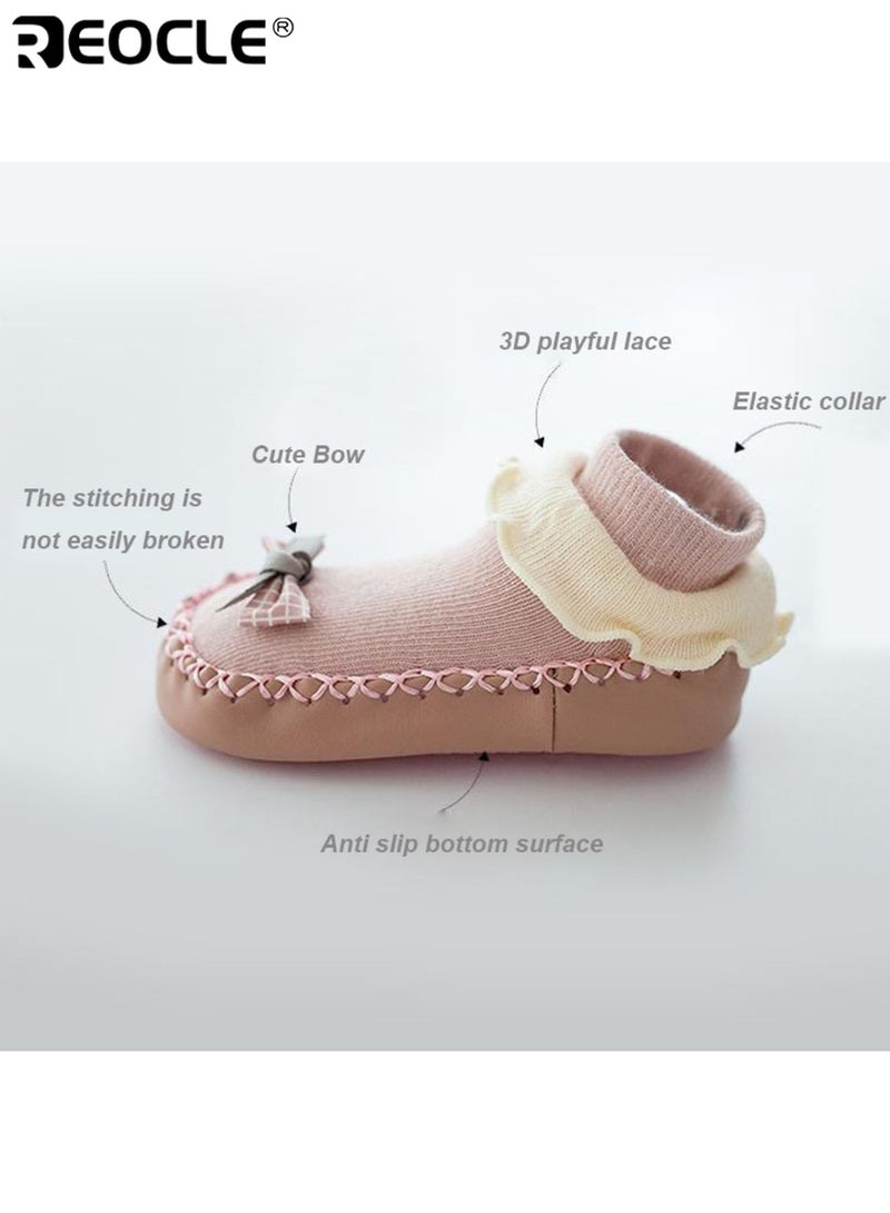 ريوكل زوجان من أحذية أطفال ناعمة غير قابلة للانزلاق مع فيونكة نعال غير سامة للأطفال راحة حذاء أطفال جوارب أرضية طوال الموسم للأولاد والبنات - Image 4