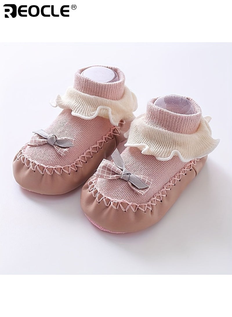 ريوكل زوجان من أحذية أطفال ناعمة غير قابلة للانزلاق مع فيونكة نعال غير سامة للأطفال راحة حذاء أطفال جوارب أرضية طوال الموسم للأولاد والبنات - Image 5