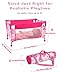 BABESIDE Baby Doll Crib for 18 Reborn DollsBaby Doll Bed with Storage Bag Reborn Babydolls Accessories for Age 3Doll Crib Playpen for Kids Age 3Pink - Image 3