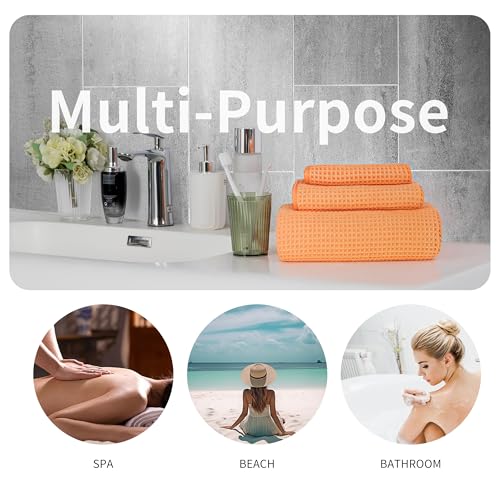 MICROFI Microfiber Waffle Bath Towels, 3 Pieces, Oversized, Soft, Absorbent, Fast Drying, Lint Free, Includes Bath, Face and Hand Towels 430 GSM - Image 5