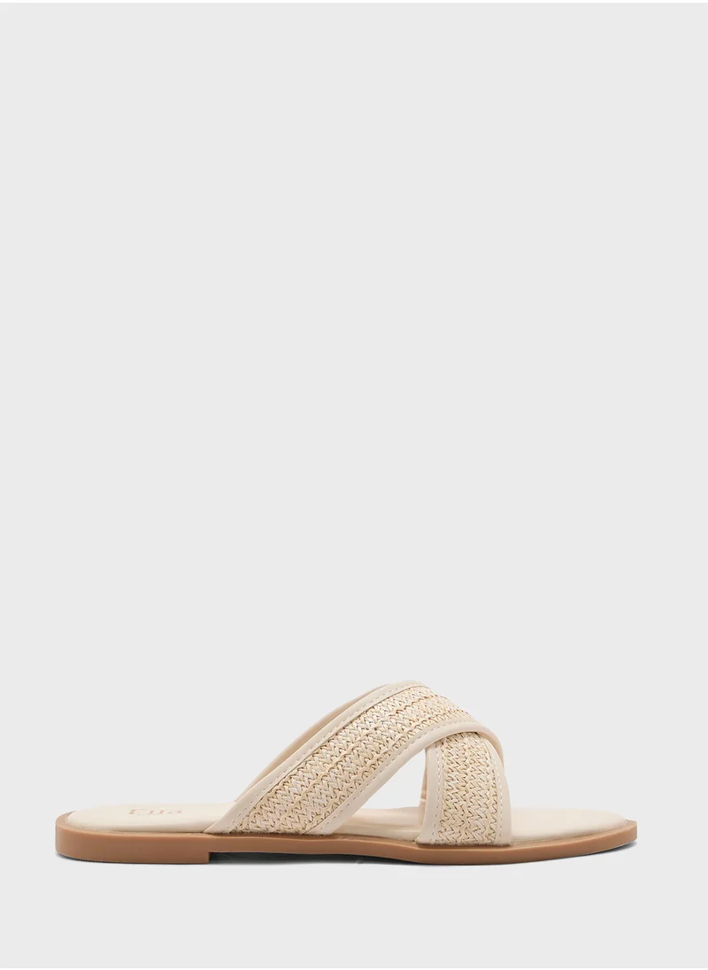 ELLA Raffia Flat Sandal