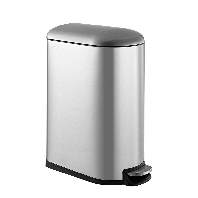 happimess HPM1009A Roland Mini 26Gallon StepOpen Trash Can with SoftClose Lid Modern Minimalistic Fingerprint Proof for Home Kitchen Laundry Room Office Bedroom Bathroom Chrome