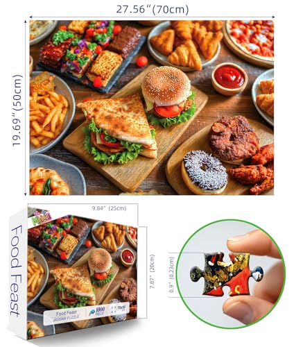 MINIWAN Delicious Food Feast 1000 Piece Puzzle for Adults Fun Puzzles for Adults 1000 Pieces with HD Print Poster 275 197 in Dust Free for Gifts Halloween Christmas Family Games Lovers - Image 5