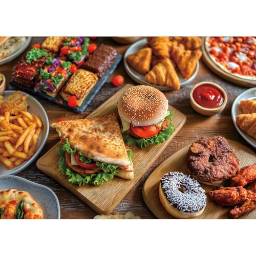 MINIWAN Delicious Food Feast 1000 Piece Puzzle for Adults Fun Puzzles for Adults 1000 Pieces with HD Print Poster 275 197 in Dust Free for Gifts Halloween Christmas Family Games Lovers - Image 1