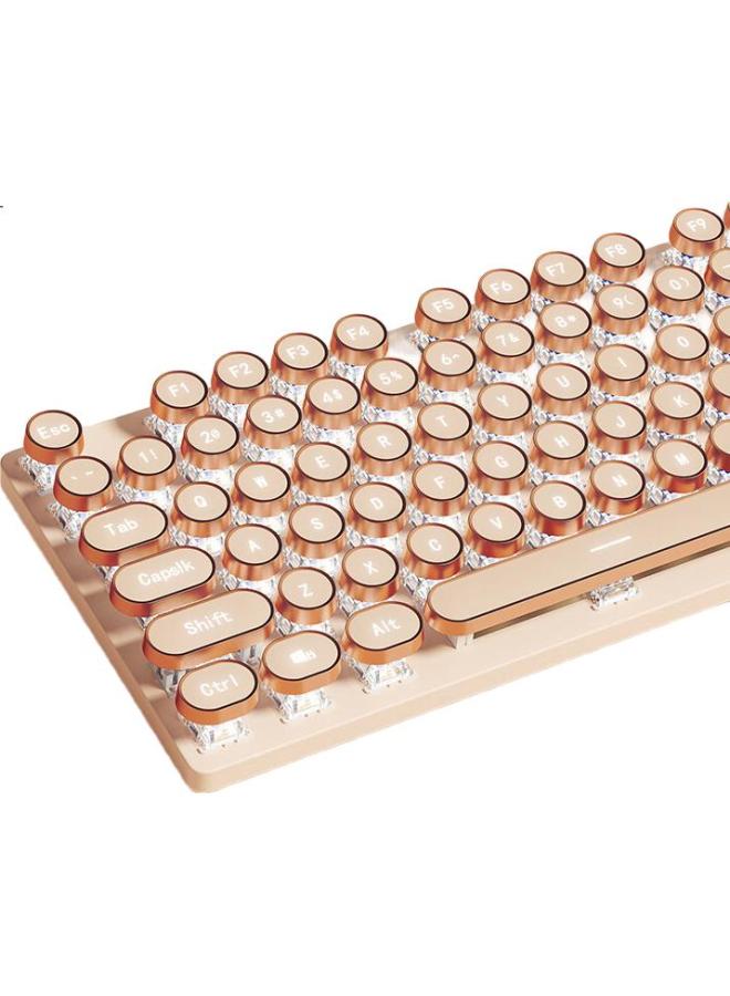HP Hp Gk400Y Mechanical Keyboard, Steam Metal Punk, For Women, Office, Gaming, E-Sports, Wired, Milk Tea Brown Switch, 104 Keys - Image 2