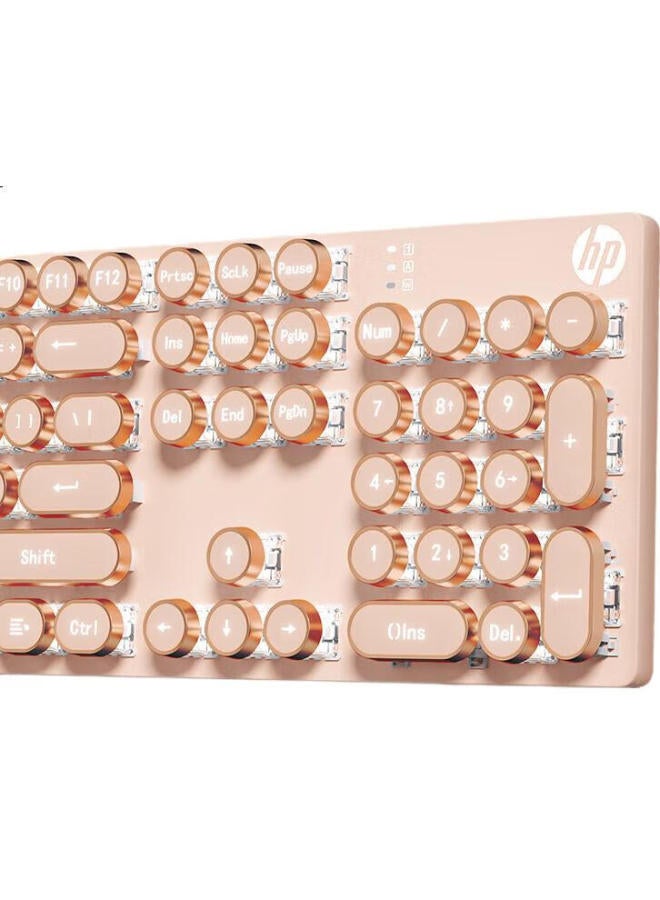 HP Hp Gk400Y Mechanical Keyboard, Steam Metal Punk, For Women, Office, Gaming, E-Sports, Wired, Milk Tea Brown Switch, 104 Keys - Image 1