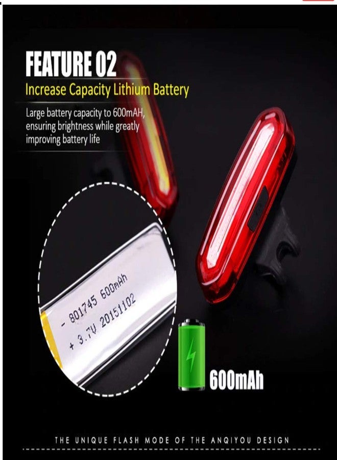 RESHNE Bicycle Smart Back Tail Light 120LMN USB Rechargeable Multi Color Change LED Rear Break Light Tail Light Rear Light- 1 Tail Light with Mounting Bracket Bicycle Accessories | Bicycle Parts | - Image 3