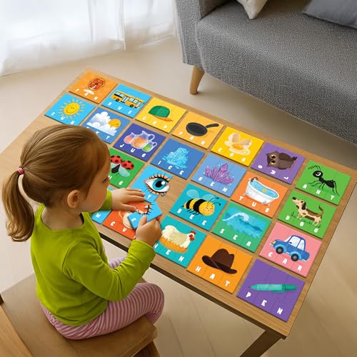 Play Panda Learning Puzzle 3 Letter Words, Type 2-75 Piece Spelling Puzzle Set with Spelling Guide, Word Puzzle Game for Kids, Letter Recognition and Early Reading Puzzle Game for Boys and Girls - Image 3