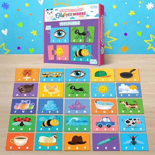 Play Panda Learning Puzzle 3 Letter Words, Type 2-75 Piece Spelling Puzzle Set with Spelling Guide, Word Puzzle Game for Kids, Letter Recognition and Early Reading Puzzle Game for Boys and Girls - Image 4