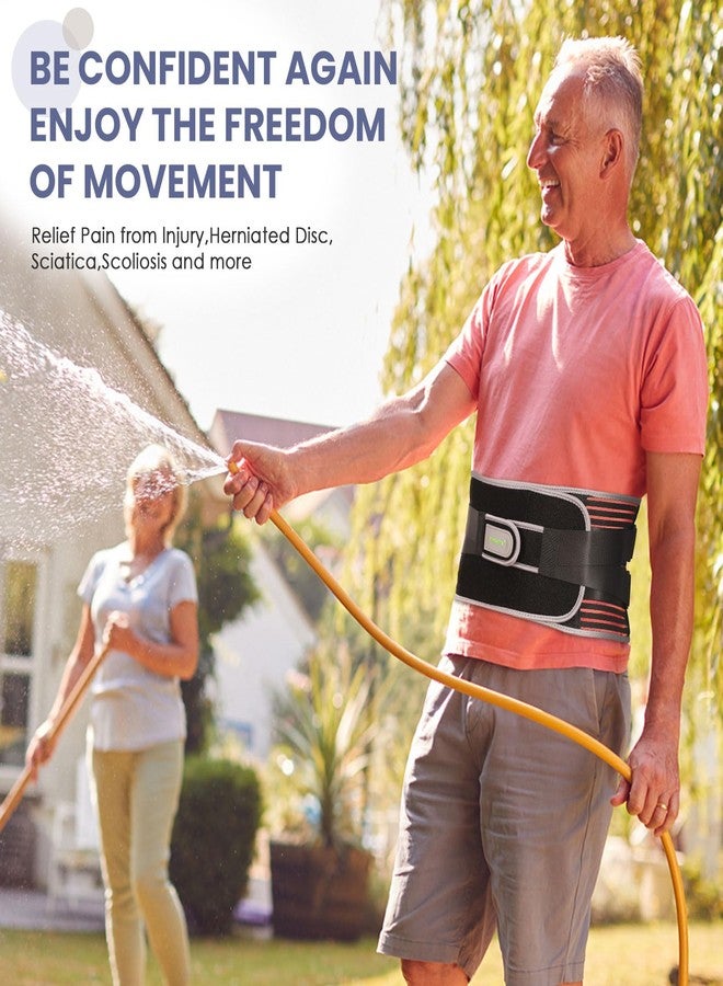 KONSEDIK Back Brace for Herniated Disc,Lower Back Pain Relief,Strain,Adjustable Lumbar Support Belt,with 6 Stays and Removable 3D Pad,for Men and Women Work,Lifting,Sciatica,Scoliosis(Large) - Image 4