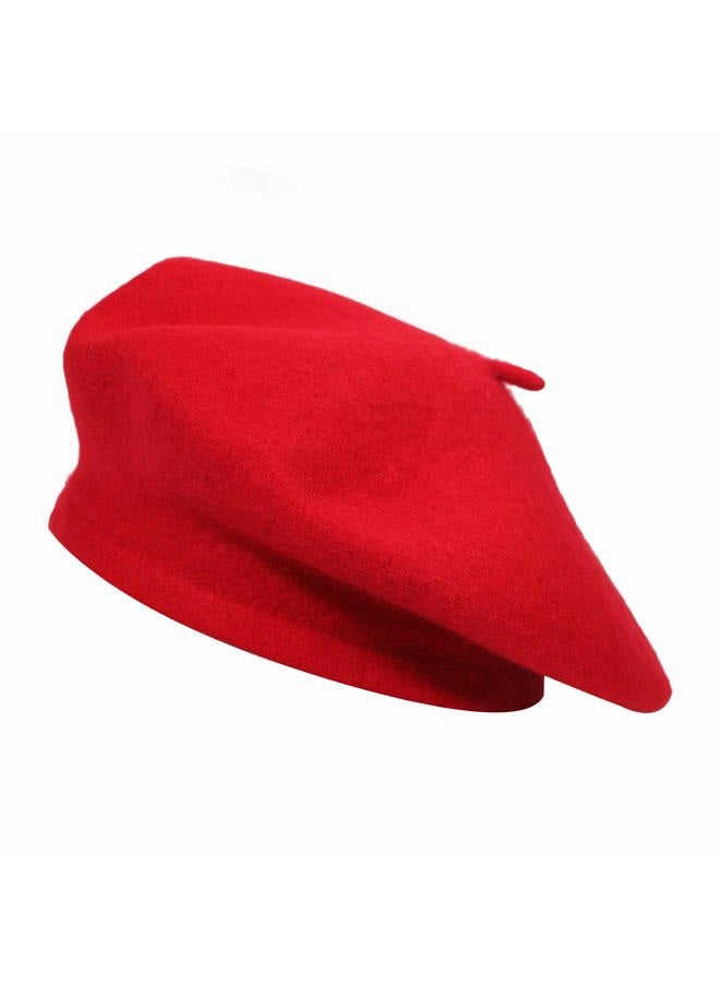 ZLYC Wool Beret Hat Classic Solid Color French Beret for Women Red - Image 1
