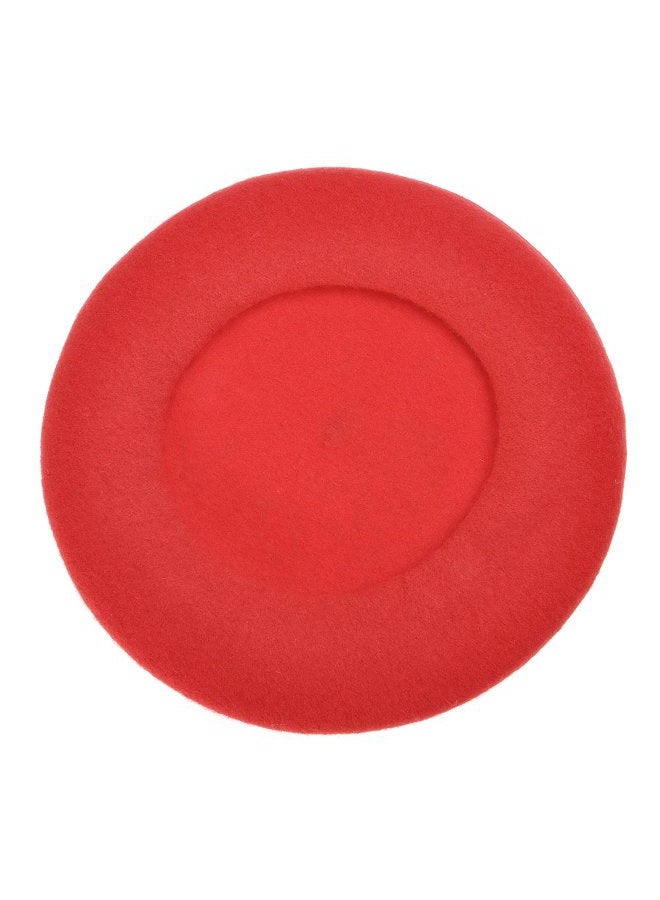 ZLYC Wool Beret Hat Classic Solid Color French Beret for Women Red - Image 5