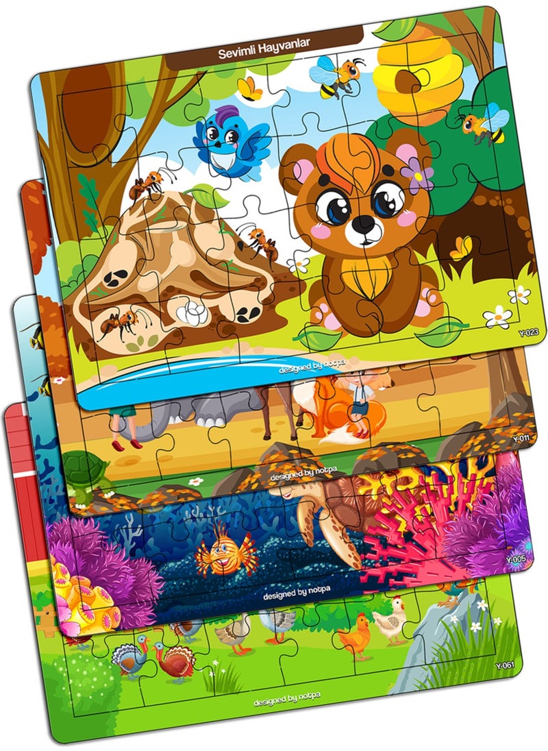 KutuTR Notpa Educational and Tutorial Wooden Colored Puzzle Set of 4 for Children 3  - Image 1