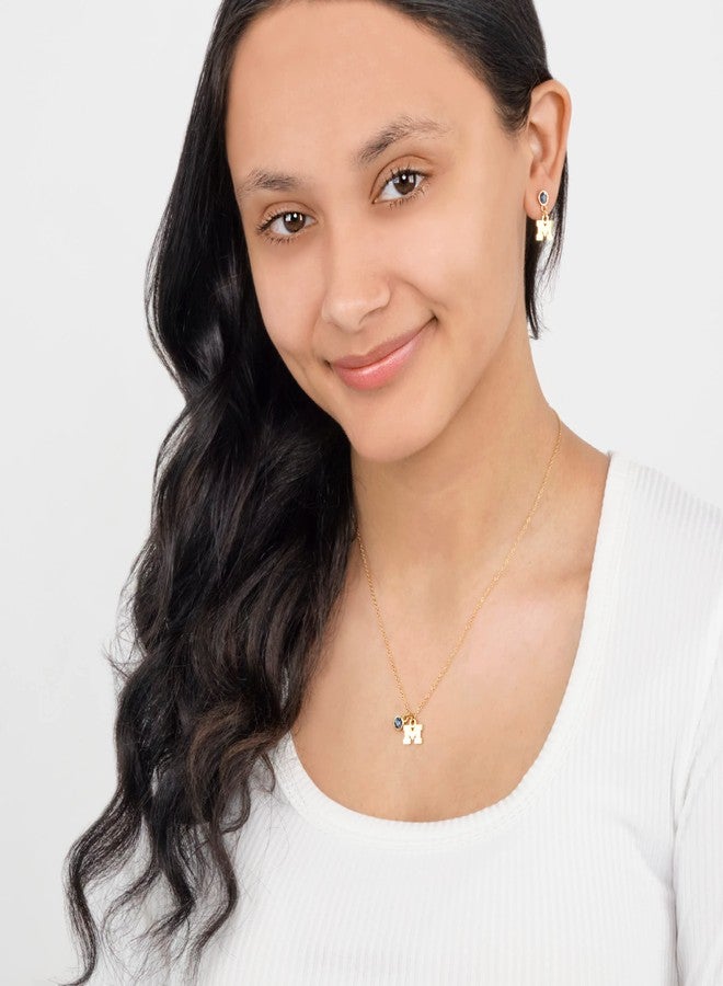 Stone Armory University of Michigan Jewelry Gift Set - Gold Plated Block M Earrings and Crystal Charm Necklace Set - 18K Gold Plated Jewelry for Women - Michigan Memorabilia and Wolverine Gifts for Women - Image 4