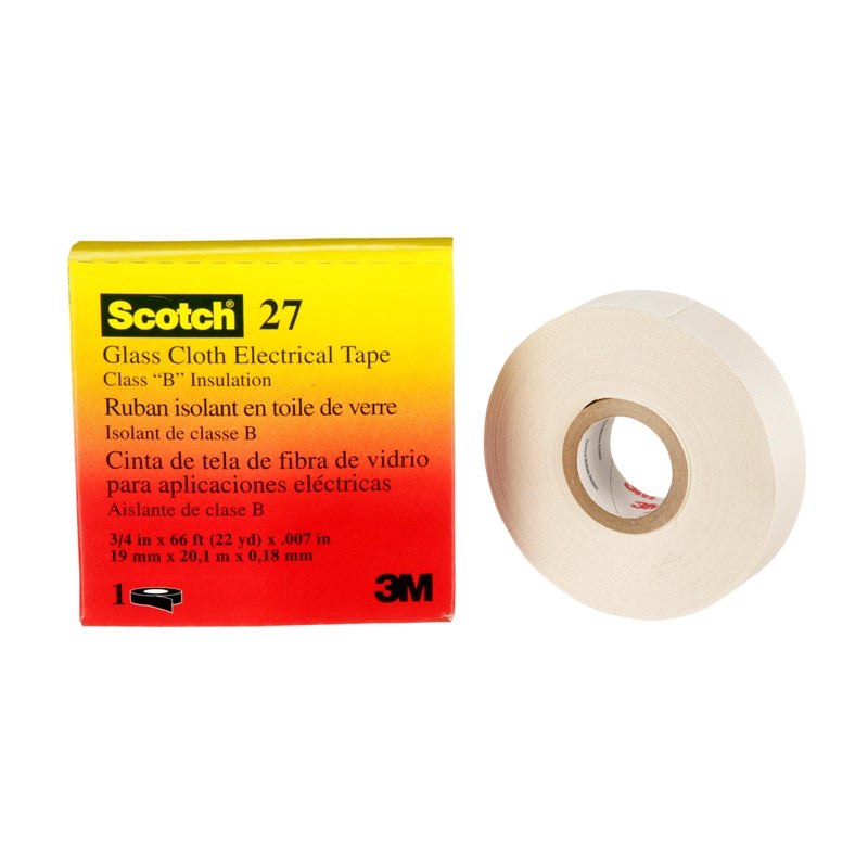 3M Glass Cloth Electrical Tape 27 34 in x 66 ft 1 Roll NonCorrosive Adhesive Pressure Sensitive High Temperature Corrosion Protection 7mil Woven - Image 2