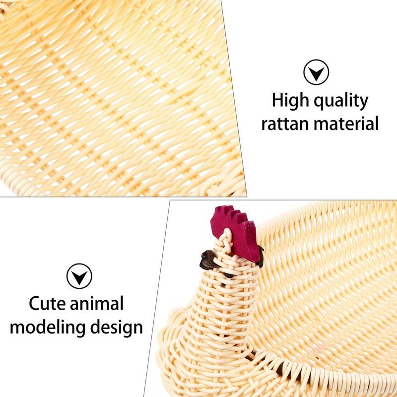 Rattan Animal Shaped Fruit Basket Storage Container 29x17x15cm Beige - Image 4