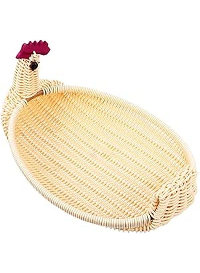 Rattan Animal Shaped Fruit Basket Storage Container 29x17x15cm Beige - Image 1