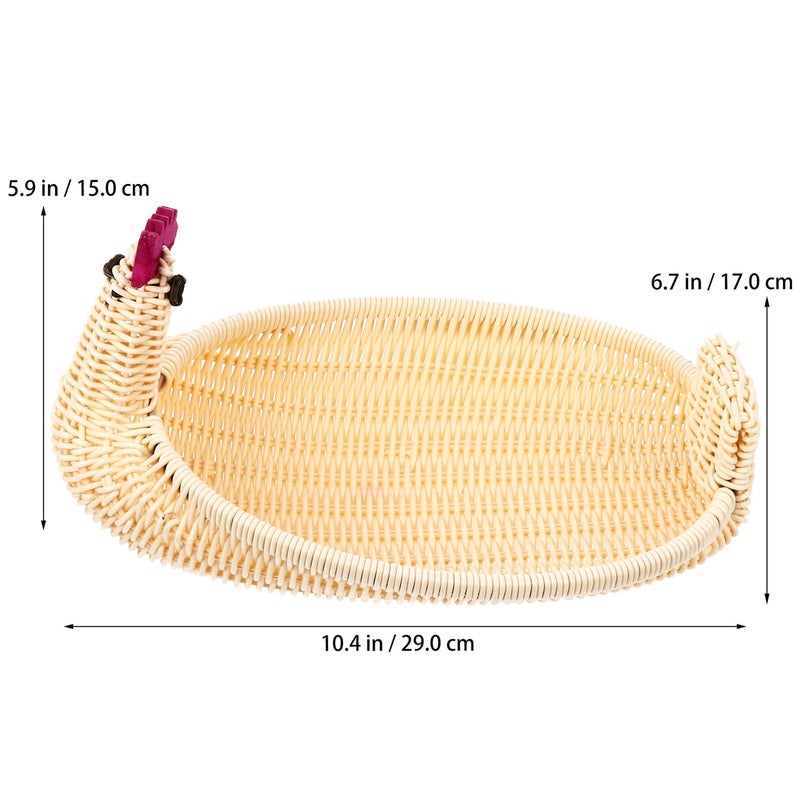 Rattan Animal Shaped Fruit Basket Storage Container 29x17x15cm Beige - Image 3