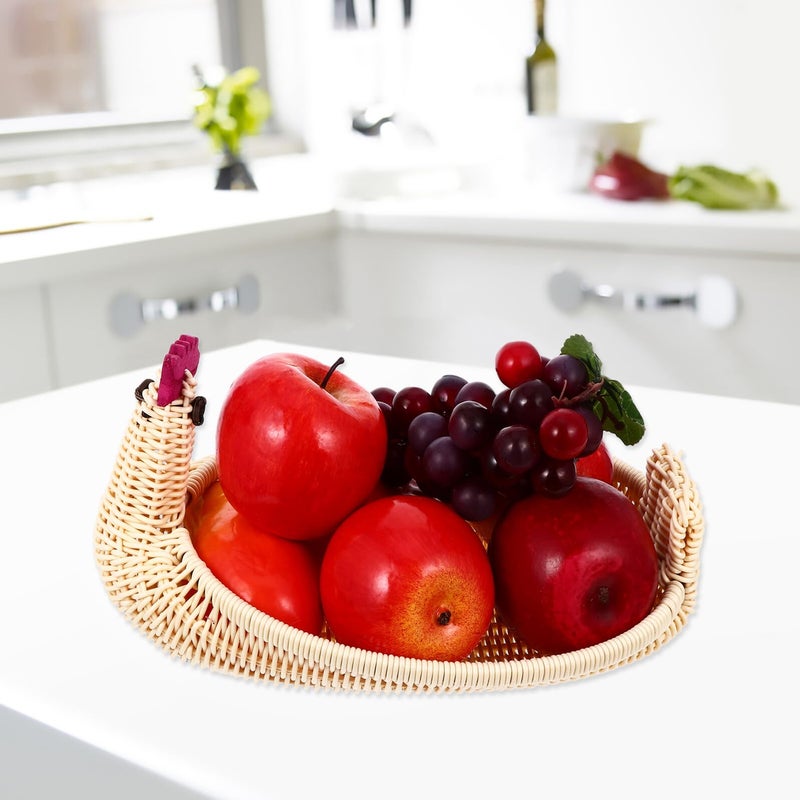 Rattan Animal Shaped Fruit Basket Storage Container 29x17x15cm Beige - Image 5