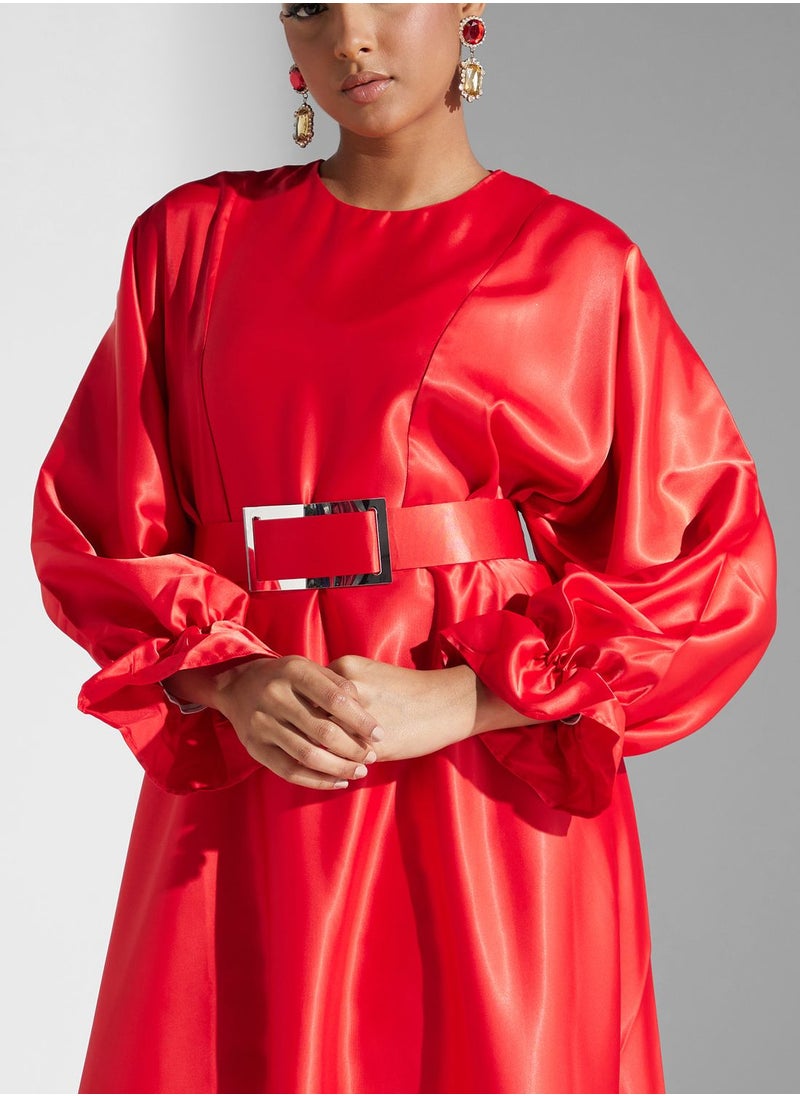 Khizana Satin Belted Dress  - Image 3