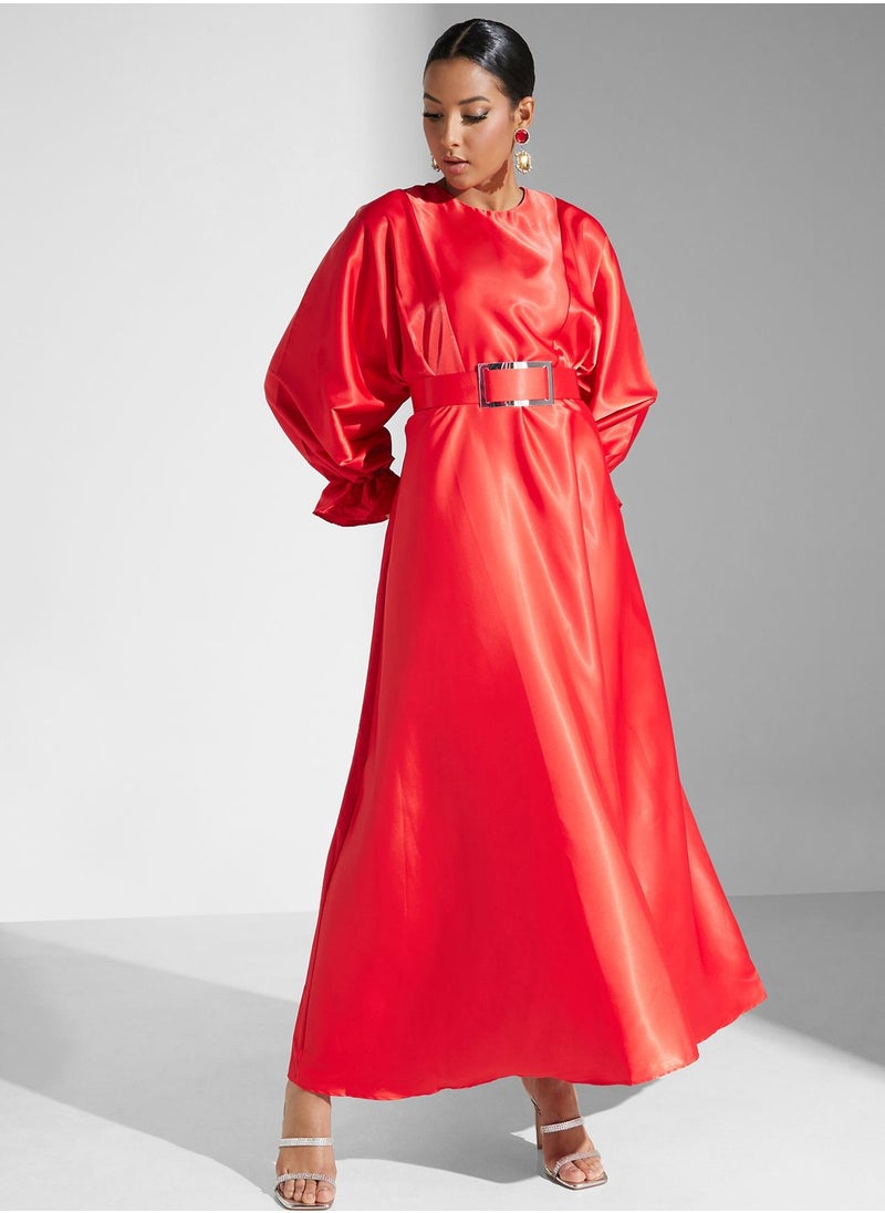 Khizana Satin Belted Dress  - Image 4