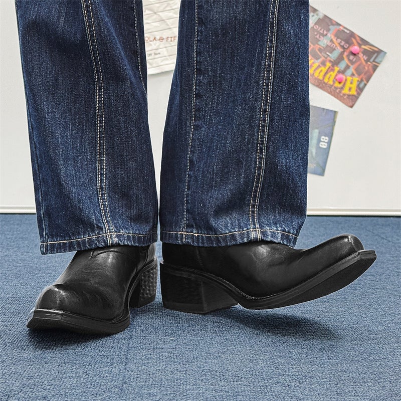 Autumn 2024 Couple Pointed Wizard Boots Ankle Chelsea Boots Retro Thick Sole Heightened Martin Boots 66627-J - Image 4