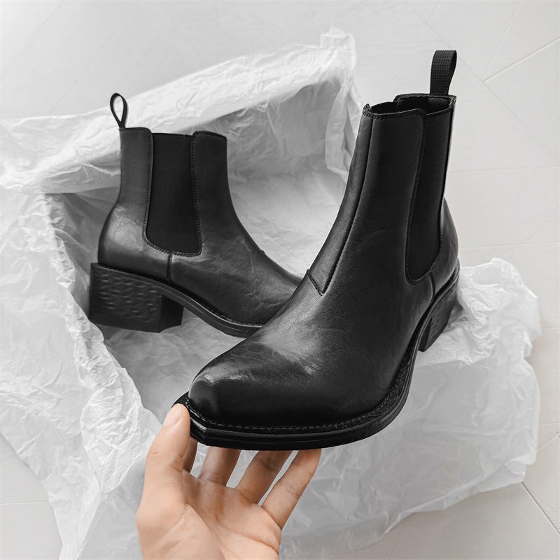 Autumn 2024 Couple Pointed Wizard Boots Ankle Chelsea Boots Retro Thick Sole Heightened Martin Boots 66627-J - Image 5