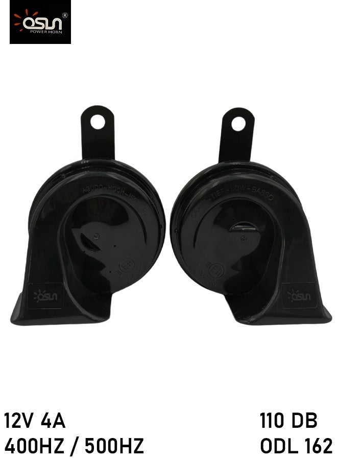 Dual Tone Car Horn Set 12V 110dB 400Hz 500Hz ODL162 Compact Plus Loud Clear Sound Twin Tone Horn for Cars Bikes Trucks Universal Replacement - Image 1