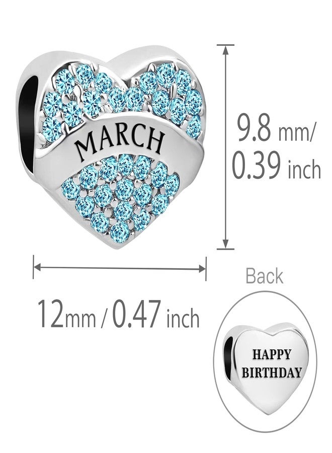 MiiFort Sparkling March Blue Cubic Zirconia Birthstones Love Heart Charm fits Pandora Charms Bracelets Birthday Mar - Image 4