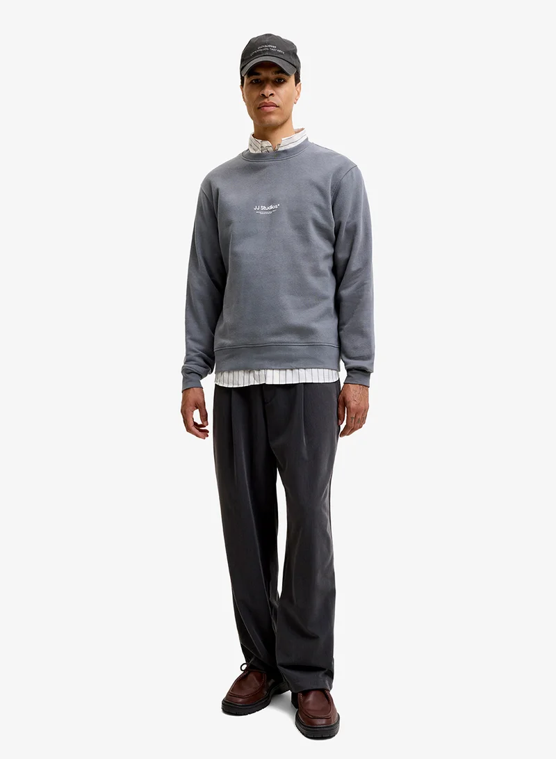 JACK & JONES Turbulence Solid Crew Neck Regular Fit Sweatshirt for Men | Best Price UAE