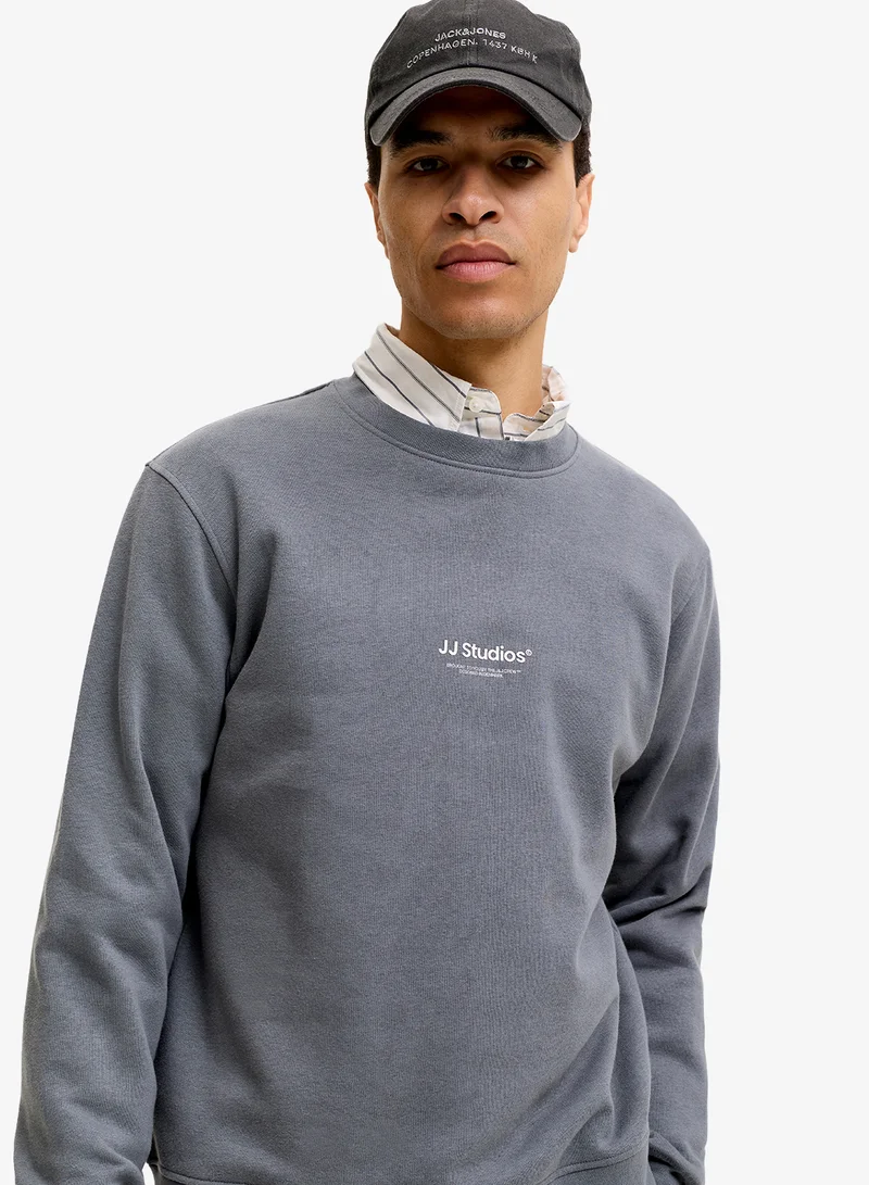 JACK & JONES Turbulence Solid Crew Neck Regular Fit Sweatshirt for Men | Best Price UAE