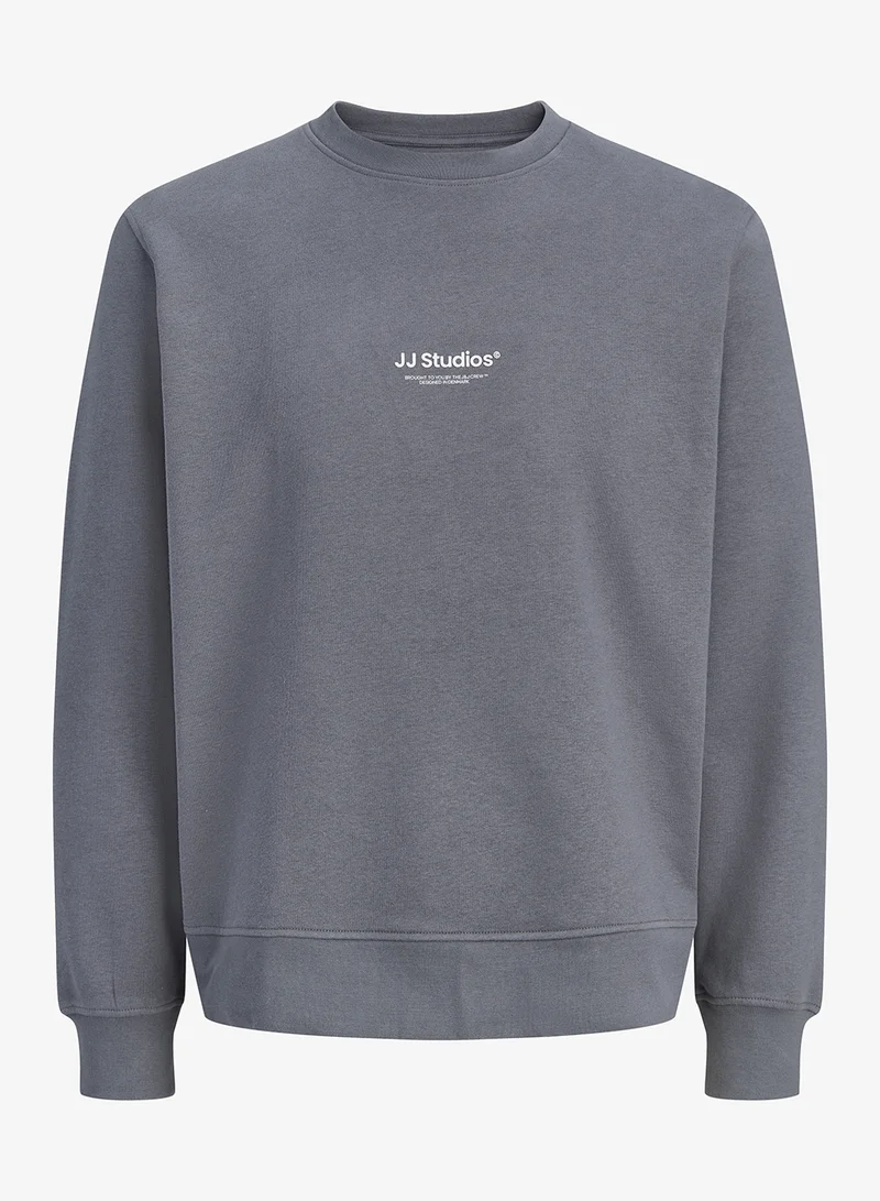 JACK & JONES Turbulence Solid Crew Neck Regular Fit Sweatshirt for Men | Best Price UAE