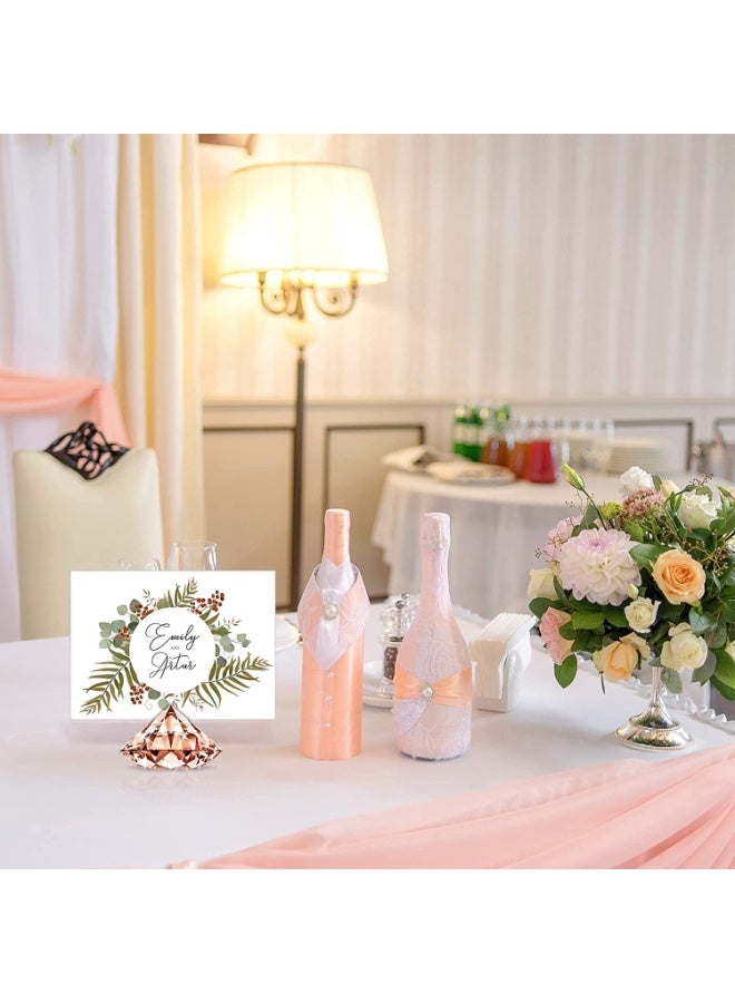 Anmi 24 Pieces Diamond Place Card Holders Wedding Table Number Holder Acrylic Crystal Table Card Stands Clear Tabletop Card Stands for Weddings Baby Shower Table Card Decoration (Rose Gold) - Image 3