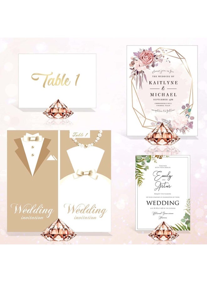 Anmi 24 Pieces Diamond Place Card Holders Wedding Table Number Holder Acrylic Crystal Table Card Stands Clear Tabletop Card Stands for Weddings Baby Shower Table Card Decoration (Rose Gold) - Image 2