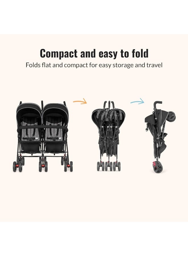 Dream On Me Volgo Twin Umbrella Stroller in Black - Image 4