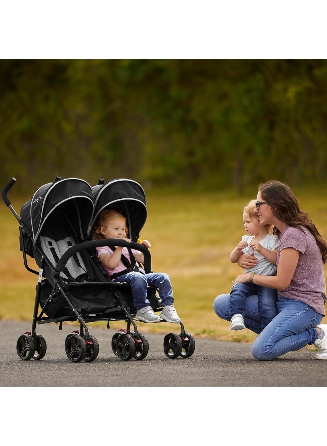 Dream On Me Volgo Twin Umbrella Stroller in Black - Image 2
