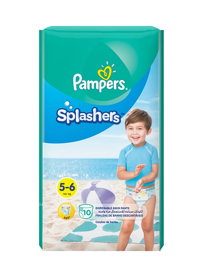 بامبرز سروال سباحة بامبرز سبلاشرز، مقاس 5-6، 14+ كجم، عبوة للحمل، 10 قطع - Image 1