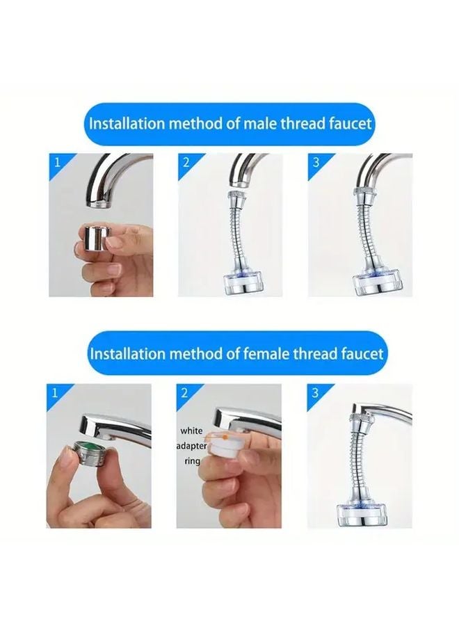 Faucet Filter With Extension Tube 360 Rotating Spout 2 Replaceable Filters For Kitchen Bathroom - Image 5