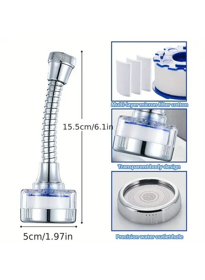 Faucet Filter With Extension Tube 360 Rotating Spout 2 Replaceable Filters For Kitchen Bathroom - Image 4