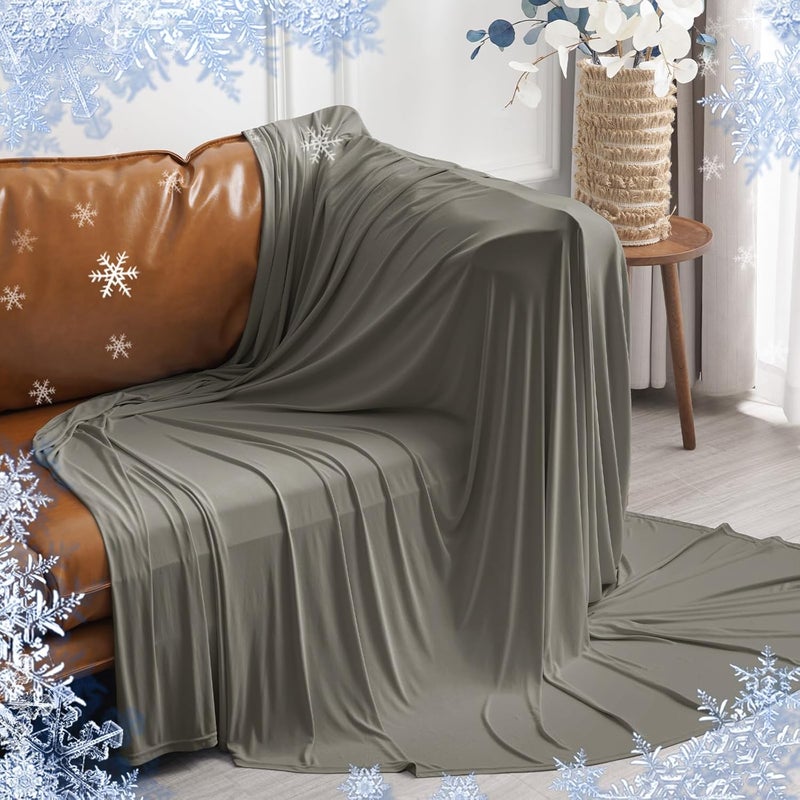 PHF Reversible Double Cooling Blanket Twin Size,Soft Arc-Chill Q-Max>0.5 Thin Summer Throw for Hot Sleeper,Breathable Lightweight Portable Silky Single Layer for Home Office Travel Car,Charcoal - Image 1