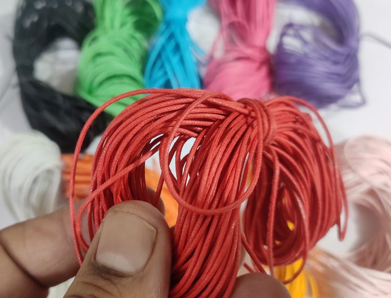 OMX 100 Mtr (10 Mtr Each Colour - 10 Colours) 1mm Thick Waxed Cotton Cord Thread Beading String for Jewelry Making - Image 5