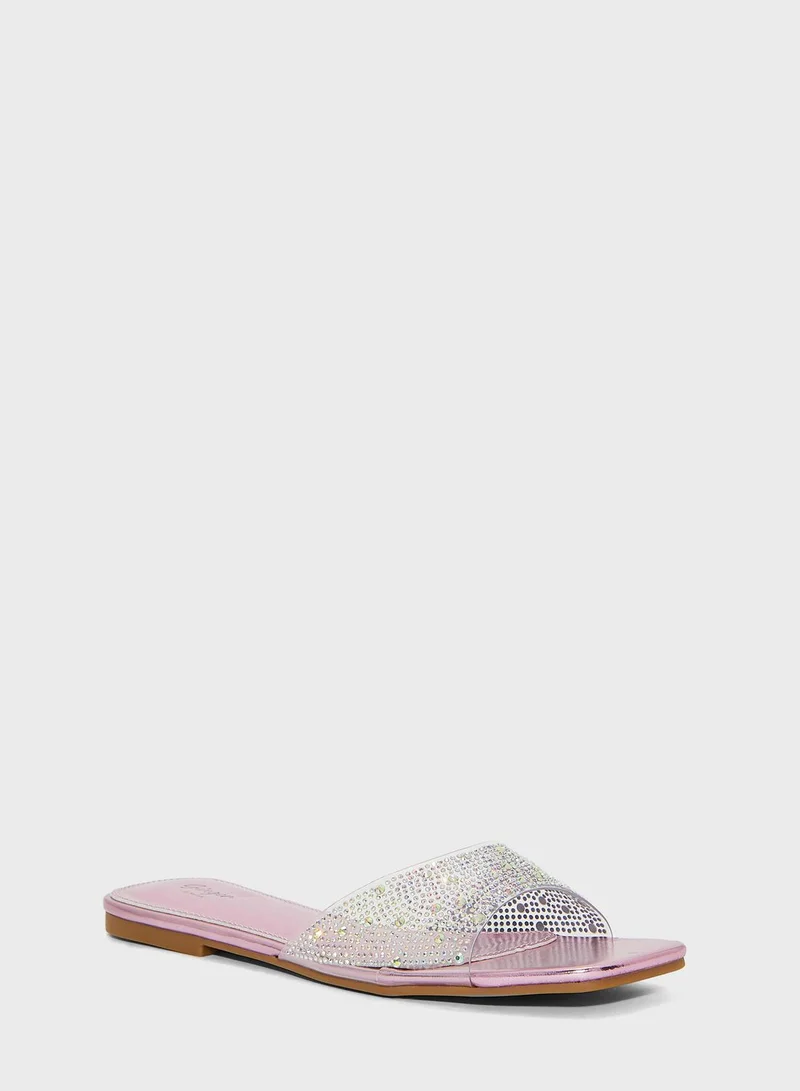 Ginger Embellished Clear Strap Sandals