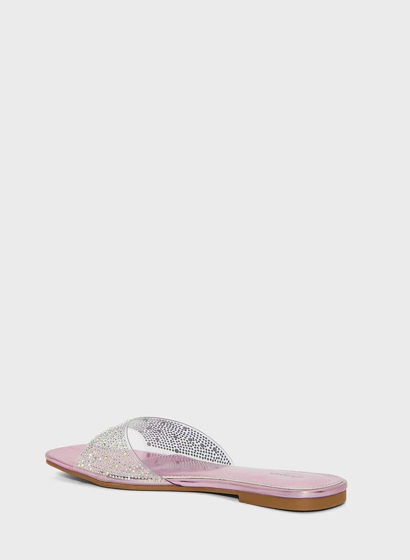 Ginger Embellished Clear Strap Sandals