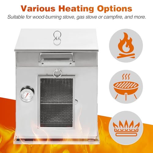 Lineslife Foldable Camping Oven with 2 Tier Grill, Portable 304 Stainless Steel Camping Stove with Thermometer for Use with Propane Stove and Wood Camping Stoves, Outdoor Cooking, Picnic - Image 5