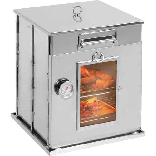 Lineslife Foldable Camping Oven with 2 Tier Grill, Portable 304 Stainless Steel Camping Stove with Thermometer for Use with Propane Stove and Wood Camping Stoves, Outdoor Cooking, Picnic - Image 1