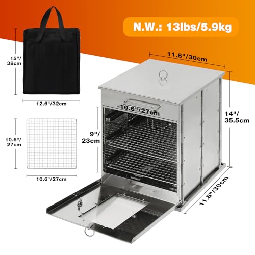 Lineslife Foldable Camping Oven with 2 Tier Grill, Portable 304 Stainless Steel Camping Stove with Thermometer for Use with Propane Stove and Wood Camping Stoves, Outdoor Cooking, Picnic - Image 3